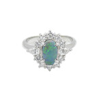 Platinum Diamond + Opal Ring // Ring Size: 6.25 // Pre-Owned