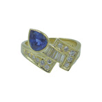 18k Yellow Gold Diamond + Sapphire Ring // Ring Size: 7 // Pre-Owned