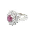 Platinum Diamond + Ruby Ring // Ring Size: 5 // Pre-Owned