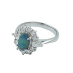 Platinum Diamond + Opal Ring // Ring Size: 6.25 // Pre-Owned