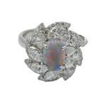 Platinum + Diamond + Black Opal Ring // Ring Size: 6.25 // Pre-Owned