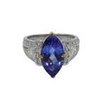 18k Yellow Gold + Platinum Tanzanite + Diamond Ring // Ring Size 6.5 // Pre-Owned