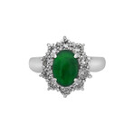 Platinum Diamond + Jade Ring // Ring:Size 6 // Pre-Owned