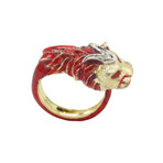 18k Yellow Gold Enamel + Diamond Tiger Ring // Ring Size 6 // Pre-Owned