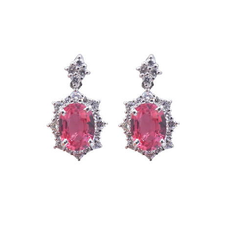 Platinum Diamond + Ruby Earrings // Pre-Owned