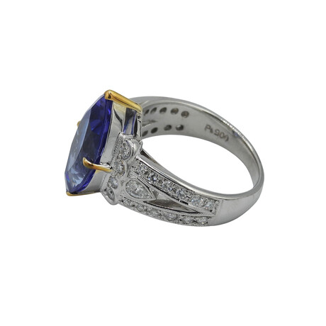 18k Yellow Gold + Platinum Tanzanite + Diamond Ring // Ring Size 6.5 // Pre-Owned