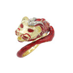 18k Yellow Gold Enamel + Diamond Tiger Ring // Ring Size 6 // Pre-Owned