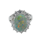 Platinum Diamond + Opal Ring // Ring Size: 6.5 // Pre-Owned