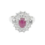 Platinum Diamond + Ruby Ring // Ring Size: 5 // Pre-Owned