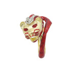 18k Yellow Gold Enamel + Diamond Tiger Ring // Ring Size 6 // Pre-Owned