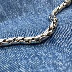 Thick Foxtail Square Chain + Organic Open Box Sterling Silver Bracelet