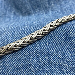 Two-Layered Braided Chain + Organic Line Open Box Sterling Silver Bracelet