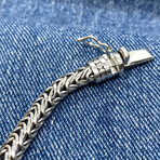 Dragon Link Chain + Folk Style Open Box Sterling Silver Bracelet