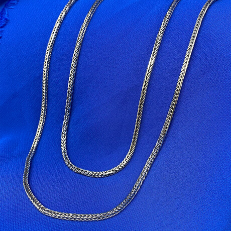 Square Wheat Chain + Lobster Claw Sterling Silver Necklace (18" // 19.7g)