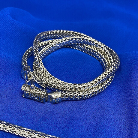 Thick Oval Rope Chain + Organic Line Open Box Sterling Silver Necklace (20" // 64.4g)