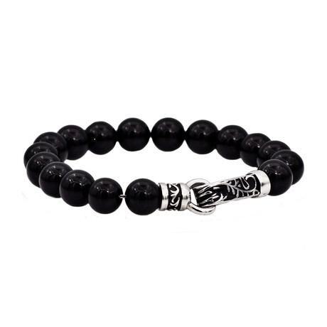 Onyx Bead Bracelet // Black + Silver