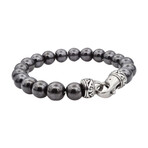 Hematite Bead Bracelet // Gray + Silver