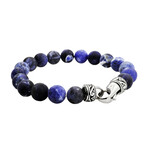Sodalite Bead Bracelet // Blue + Silver