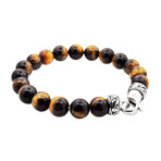 Tiger's Eye Bead Bracelet // Brown + Silver