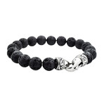 Lava Stone Bead Bracelet // Charcoal + Silver