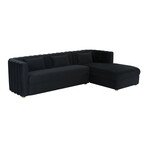 TOV // Callie Velvet Sectional // Black (Left Arm Facing)