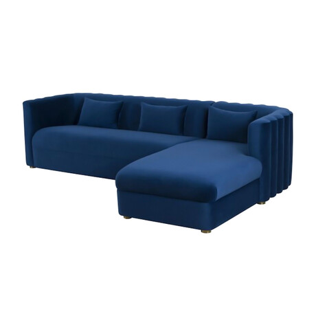 TOV // Callie Velvet Sectional // Navy (Left Arm Facing)