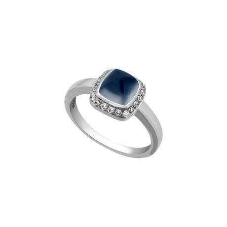 Paindesucre 18k White Gold Diamond + Chalcedony Ring // New (Ring Size: 4.25)