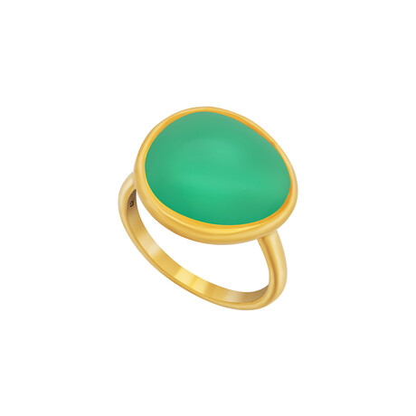 Belles Rives 18k Yellow Gold + Chrysoprase Ring // New (Ring Size: 3.75)