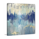 Blue Jet Stream Painting Print on Wrapped Canvas (12"W x 12"H x 1.5"D)