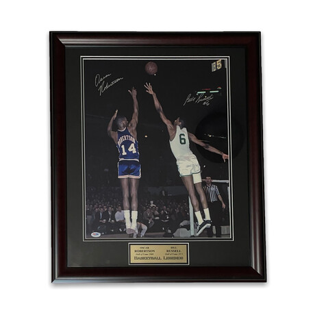 Bill Russell & Oscar Robertson // Boston Celtics + Cincinnati Royals // Framed + Signed Photograph