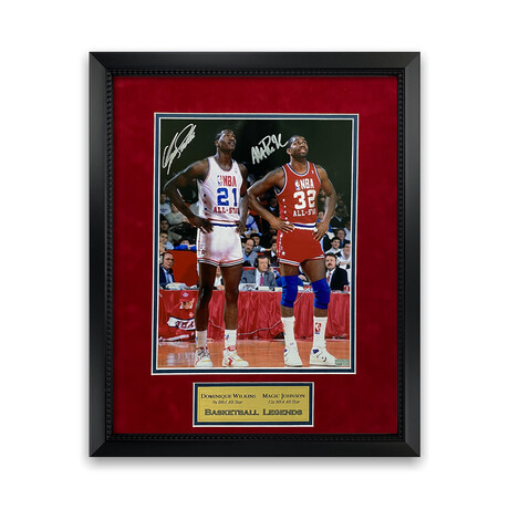 Magic Johnson & Dominique Wilkins // NBA All Stars // Framed + Signed Photograph