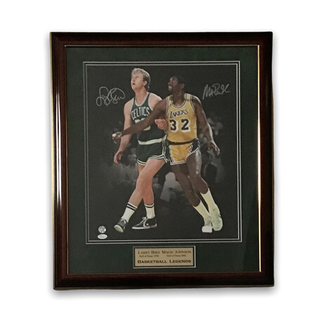 Larry Bird & Magic Johnson // Boston Celtics & Los Angeles Lakers // Framed + Signed Photograph