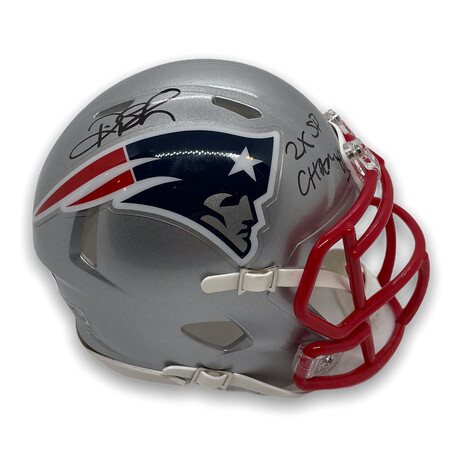 Deion Branch // New England Patriots // Signed Mini Helmet + Inscription