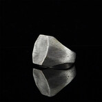 Solid Brushed Silver Ring (7.5)