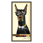 "Doberman Pinscher" Dimensional Graphic Collage Framed Under Tempered Glass Wall Art