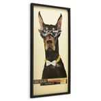 "Doberman Pinscher" Dimensional Graphic Collage Framed Under Tempered Glass Wall Art