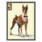 "The Boxer" Dimensional Graphic Collage Framed Under Tempered Glass Wall Art