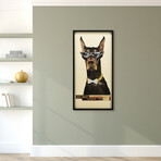 "Doberman Pinscher" Dimensional Graphic Collage Framed Under Tempered Glass Wall Art