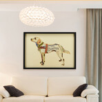 "Yellow Lab" Dimensional Graphic Collage Framed Under Tempered Glass Wall Art