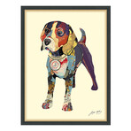 "Beagle 1" Dimensional Graphic Collage Framed Under Tempered Glass Wall Art