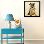 "My Puggy" Dimensional Graphic Collage Framed Under Tempered Glass Wall Art