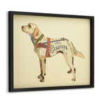 "Yellow Lab" Dimensional Graphic Collage Framed Under Tempered Glass Wall Art