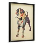 "Beagle 1" Dimensional Graphic Collage Framed Under Tempered Glass Wall Art