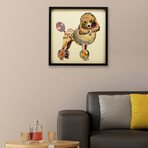 "Poodle" Dimensional Graphic Collage Framed Under Tempered Glass Wall Art