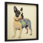 "Boston Terrier 1" Dimensional Graphic Collage Framed Under Tempered Glass Wall Art