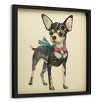 "Chihuahua" Dimensional Graphic Collage Framed Under Tempered Glass Wall Art