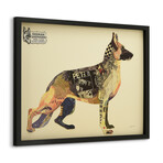 "German Shepherd" Dimensional Graphic Collage Framed Under Tempered Glass Wall Art