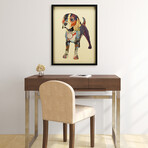 "Beagle 1" Dimensional Graphic Collage Framed Under Tempered Glass Wall Art