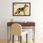 "German Shepherd" Dimensional Graphic Collage Framed Under Tempered Glass Wall Art