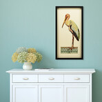 "Crane" Dimensional Graphic Collage Framed Under Glass Wall Art